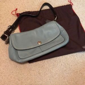 Vintage turquoise leather coach purse
